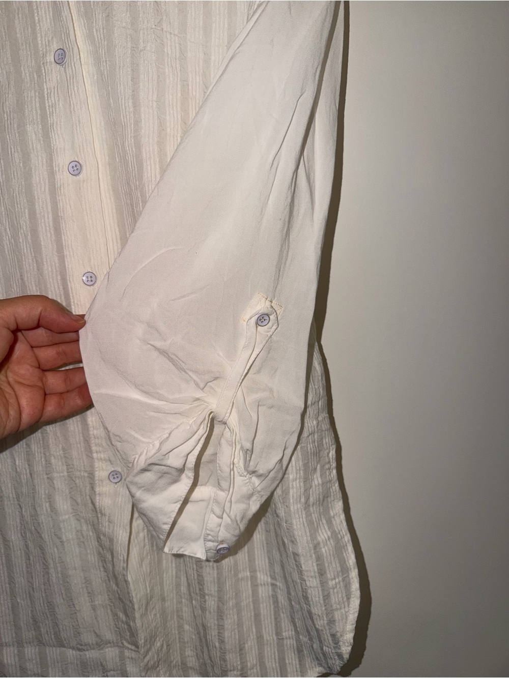 Anthropologie cream sheer textured button down shabby chic western costal m - Picture 6 of 8
